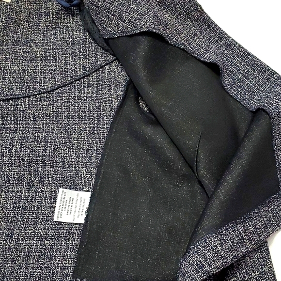 Danny & Nicole Charcoal Lettuce Ruffled Neck Long Sleeve Career Cropped Jacket - Picture 8 of 12